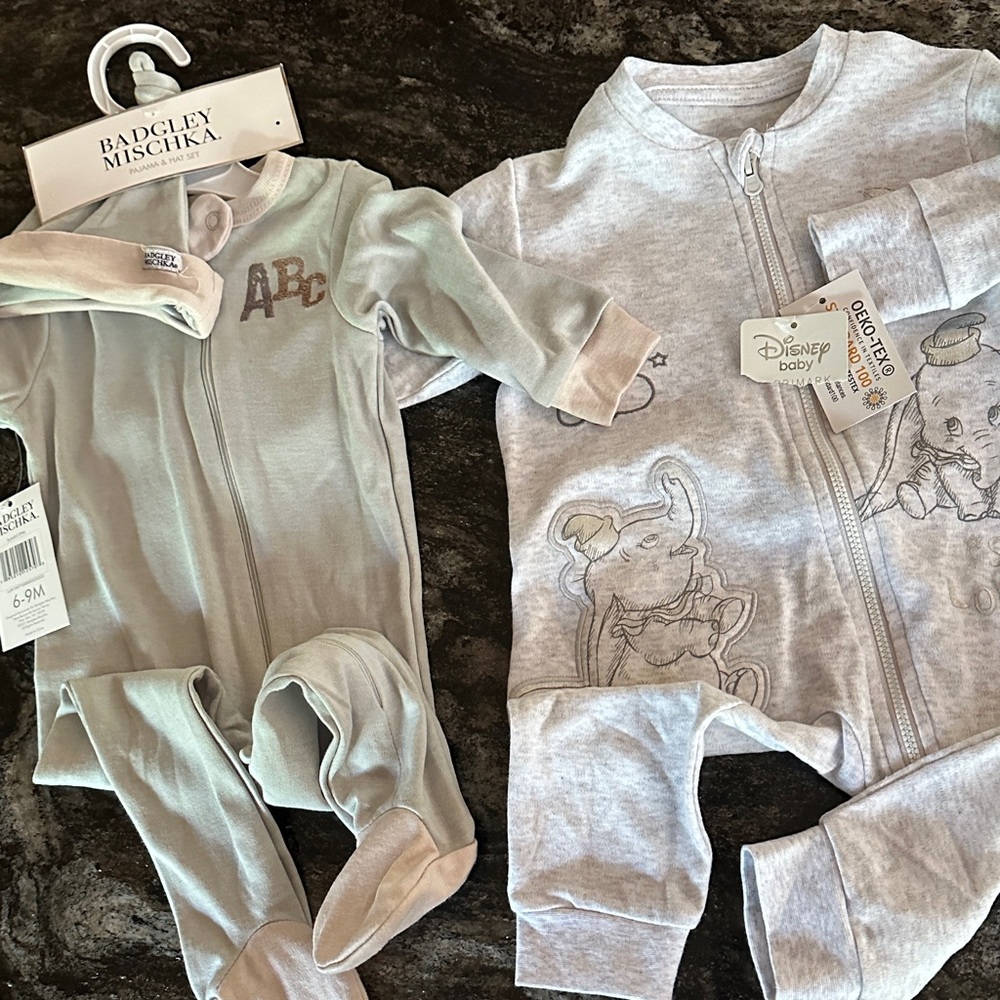 NWT Badgley Mischka & Disney Baby Zip-Up Onesies Size 6-9 months